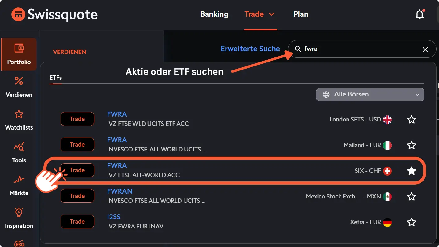 Aktie oder ETF für Sparplan auswählen
