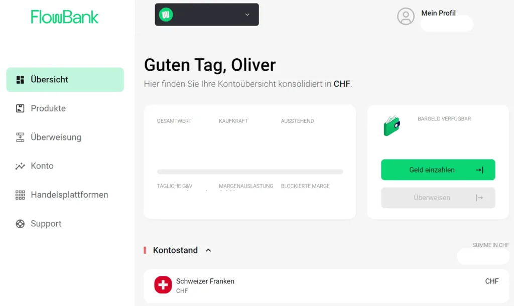 FlowBank Depotübersicht und Konto