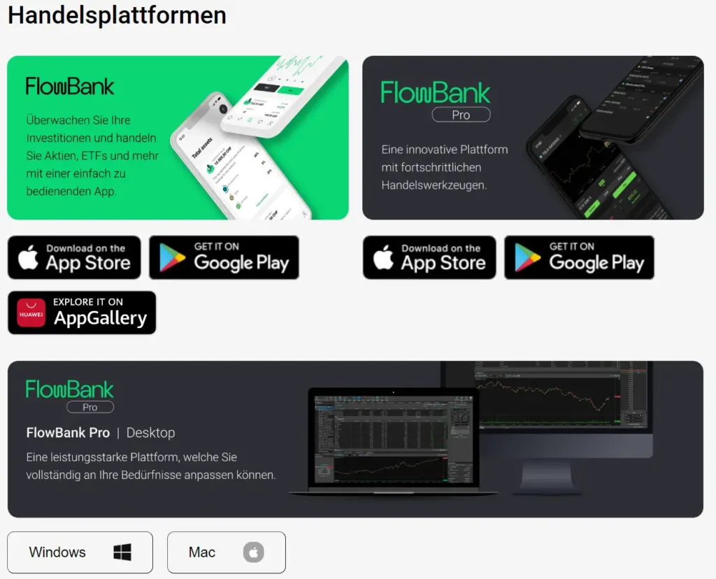 FlowBank Handelsplattform und App