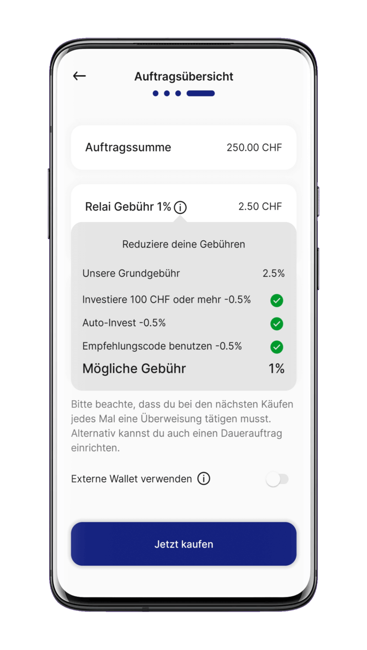 Relai Auftragsübersicht und Gebühren
