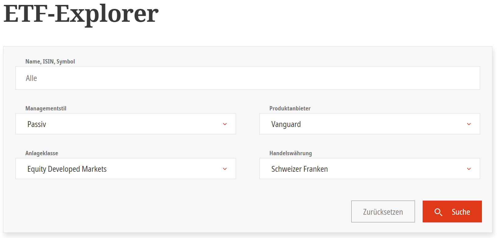 SIX ETF Explorer - ETF an der Schweizer Börse finden