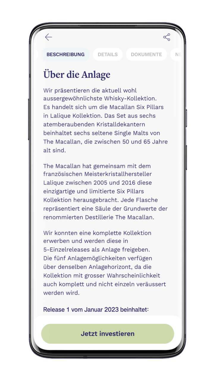 Splint Invest App - Beschreibung Kosten und Risiken Sachwert