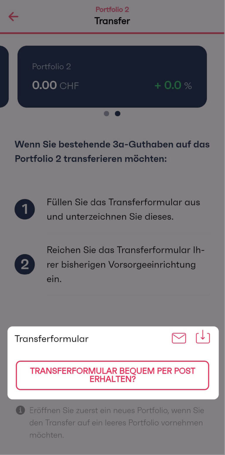 Tranferformular erhalten und ausfüllen Tranferformular erhalten und ausfüllen