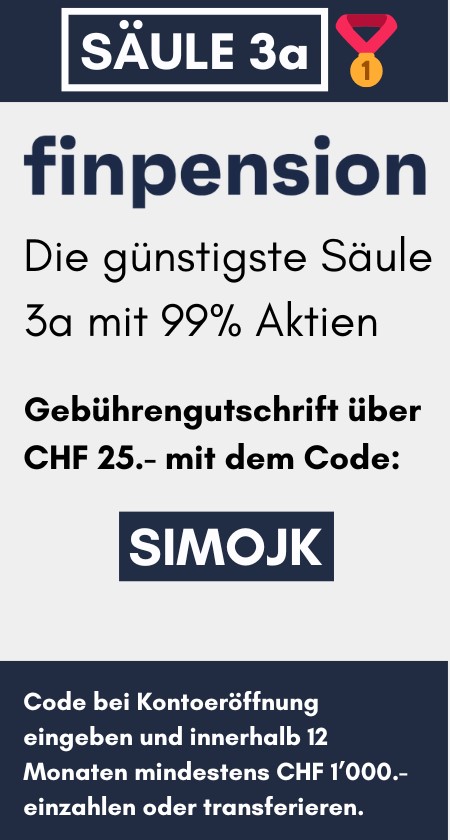 finpension Gutscheincode Säule 3a und Freizügigkeitsdepot