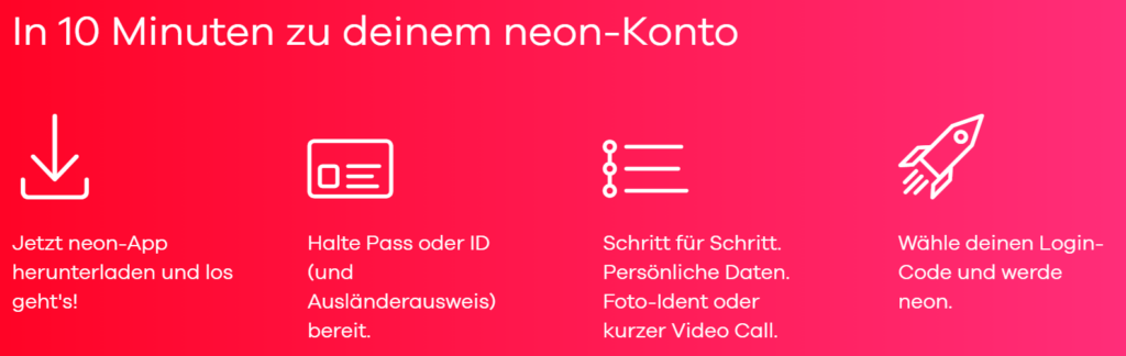 Neon Bank Kontoeröffnung