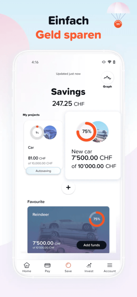 Yuh App Sparen und Zinsen